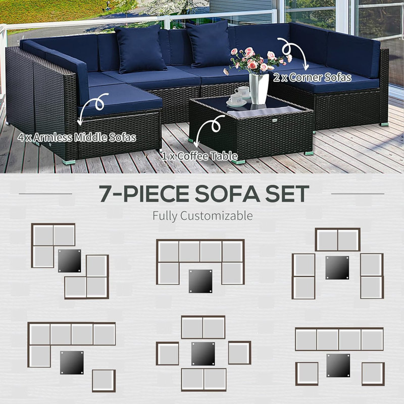 Sol 72 Outdoor™ Merton 7Piece Patio Furniture Sets Outdoor Rattan